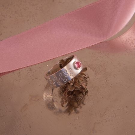 Silber Ring mit Turmalin Cabochon pink